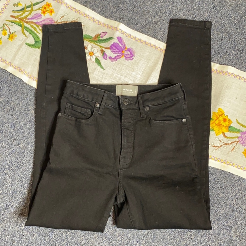 Everlane Black Curvy High Rise Skinny Blue Jeans